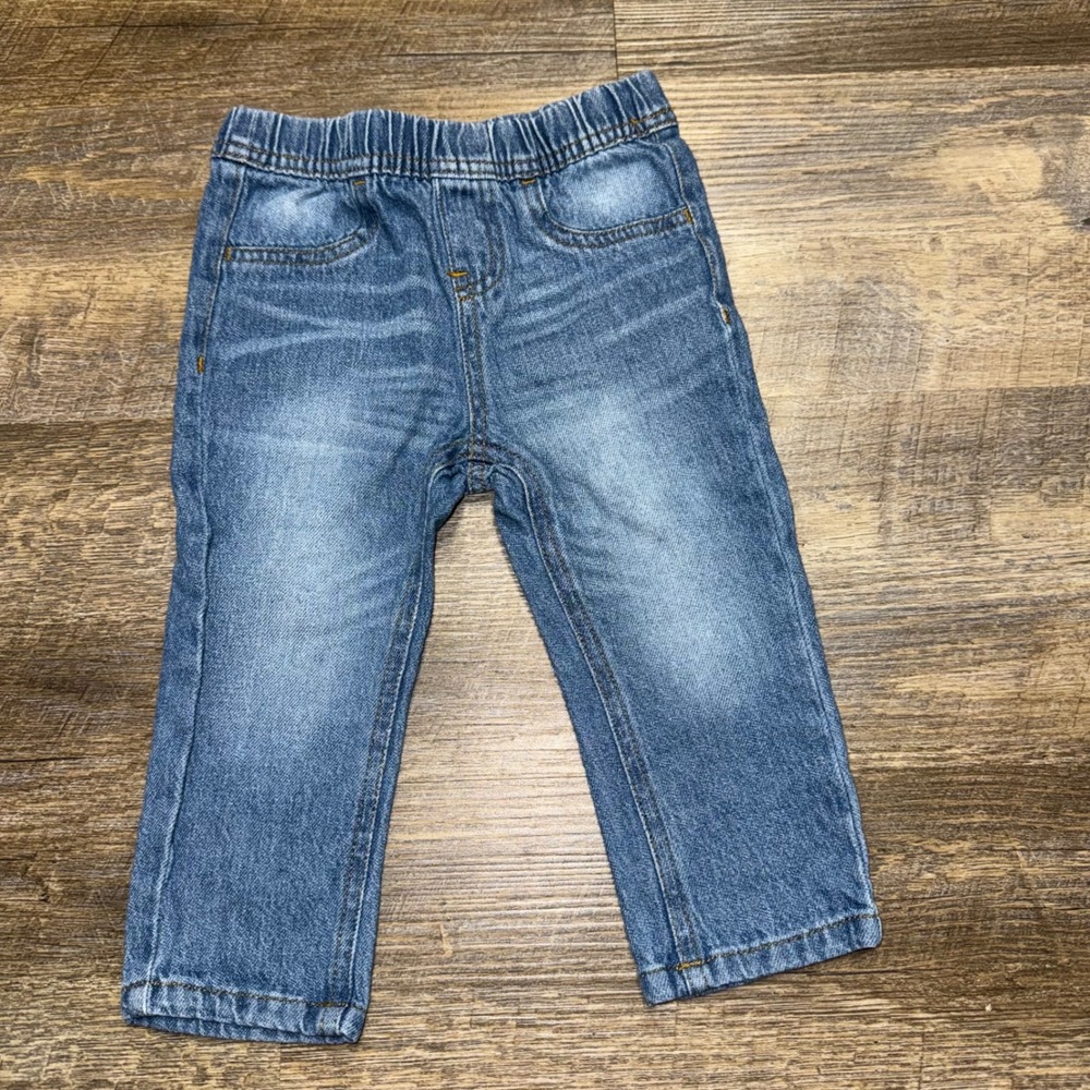 Wrangler‎ Baby Boys Pull On Jeans Medium Wash Denim Elastic Waist Pants 18M